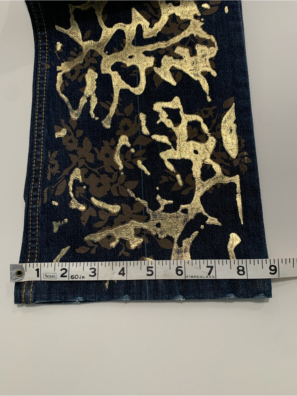 NWOT Waggon Paris Y2K Gilded Metallic Gold Paint Distressed Jeans, VTG Grunge 28 - Picture 13 of 16